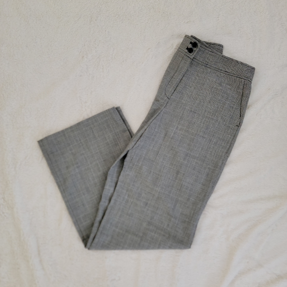 Pendleton Wide Leg Glen Plaid Wool Trouser Pants Black White sz 8 VEUC